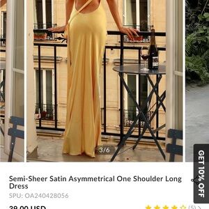 Commense Gold Asymmetrical One Shoulder Gown